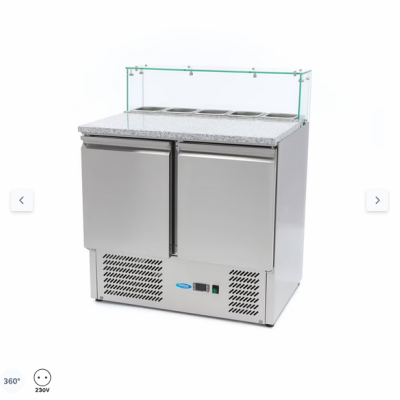  Ψυγείο προετοιμασίας πίτσας 2 πόρτες - 90cm - 285L - με γυάλινο κάλυμμα